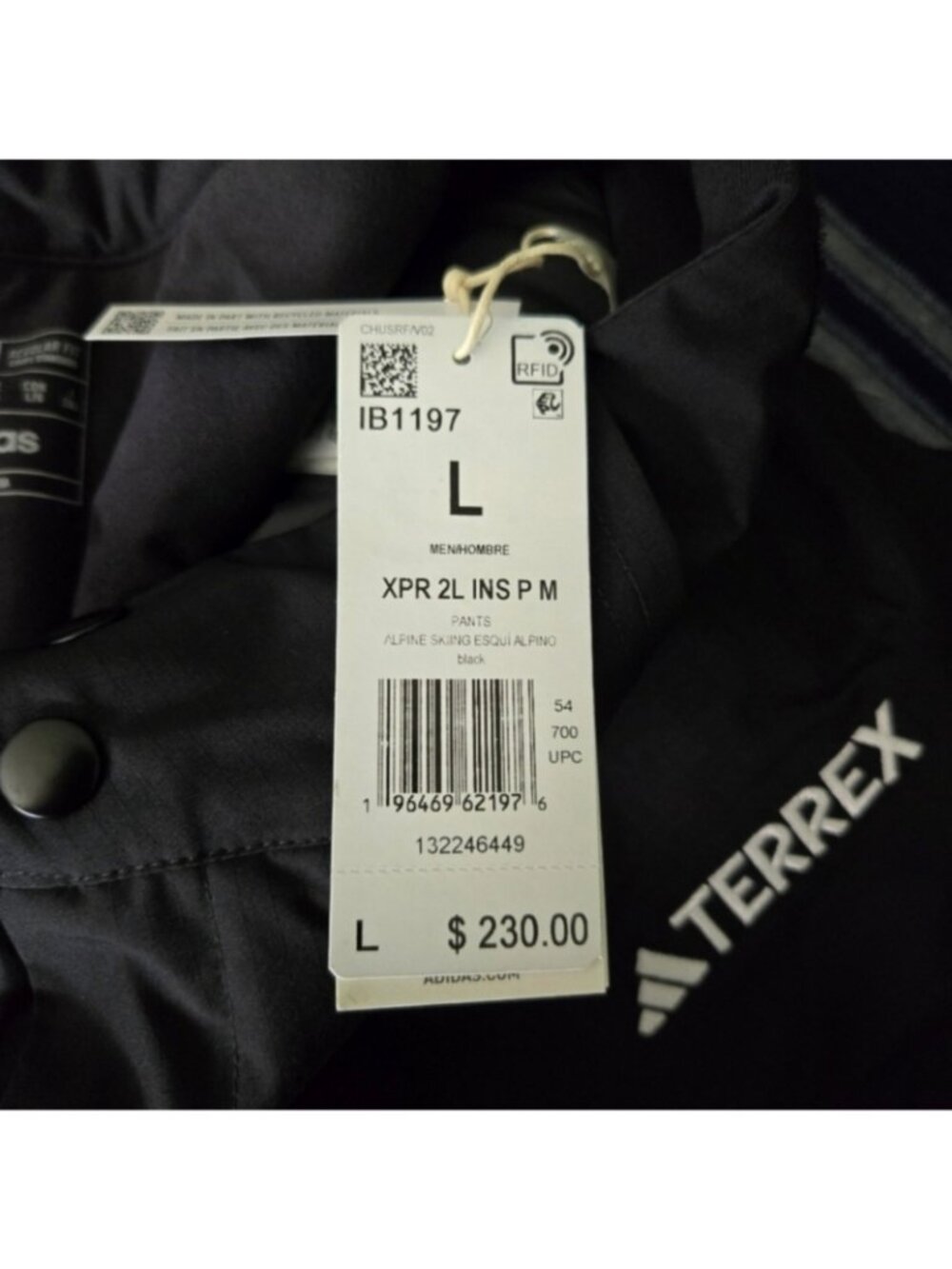 Adidas Terrex IB1197 XPR 2L Men LARGE  Black Primaloft Insulated Pants 062026 - Picture 10 of 10